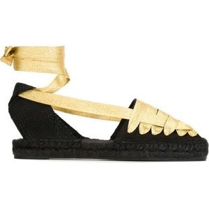 Anthropologie Castaner Patty black gold espadrille